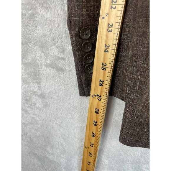 Mantoni Milan Italy Virgin Wool Sports Jacket Mens 46L Brown Plaid - Picture 4 of 10